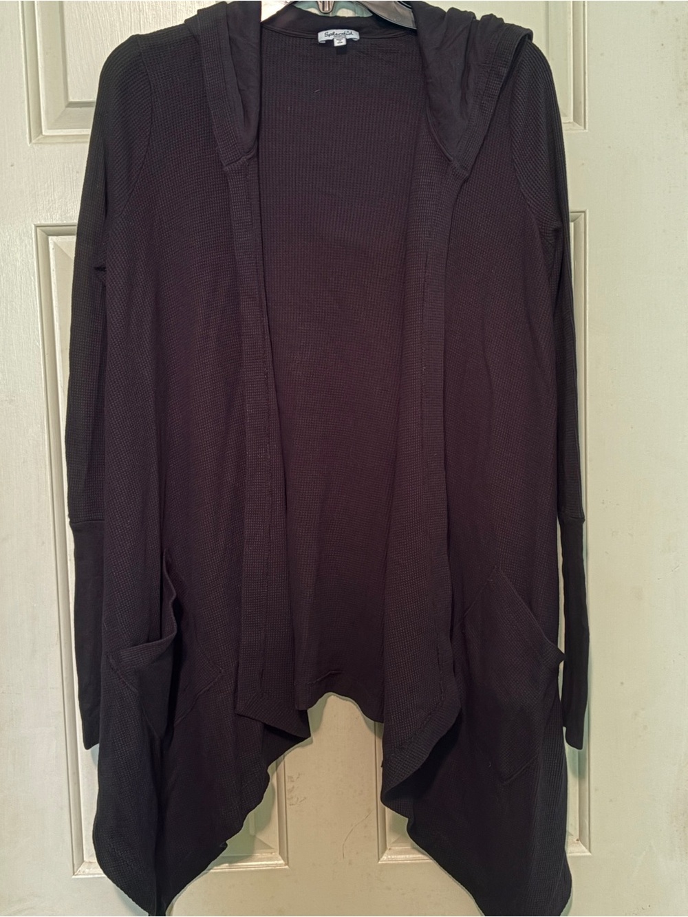 Anthropologie Splendid Brand Black Hooded Open Cardigan with Pockets